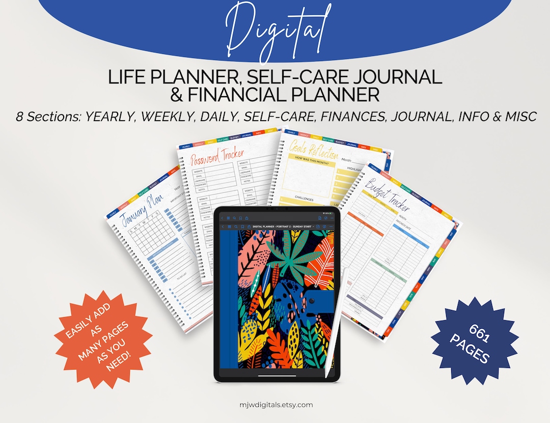 Life Planner & Organizer Undated Digital Planner for Etsy