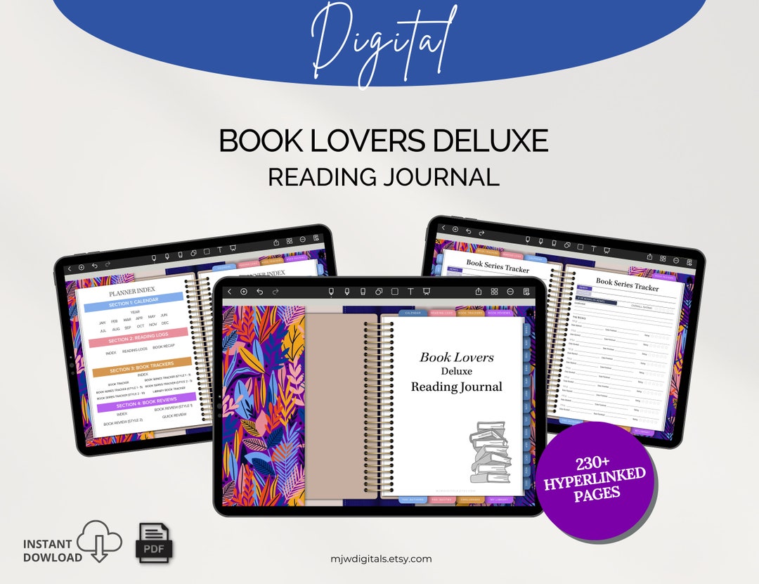 Book Lovers Reading Planner, Deluxe, Reading Journal, Digital Planner
