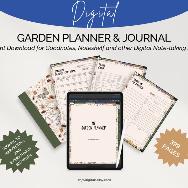 Garden Planner, Gardening Journal, Gardener Notebook, Garden Planning & Organizer, Garden Gift, Garden Lover Digital Planner, Goodnotes, PDF