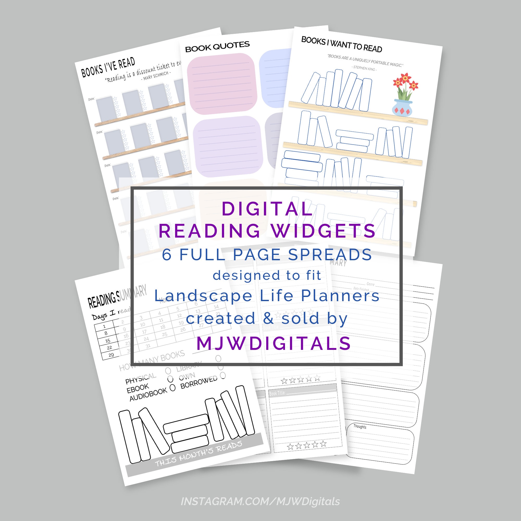 Reading Planner Widgets, Full Page Pngs (digital Download) - Etsy