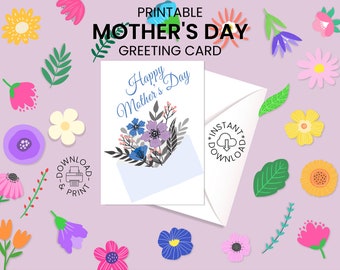 Floral Mother's Day Card, Printable Greeting Card (Digital Download)