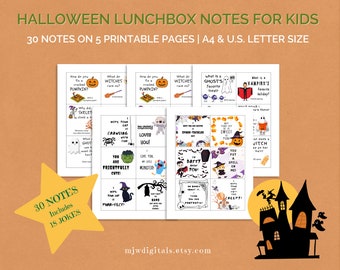 Halloween Lunchbox Notes for Kids, Jokes & Motivation (PDF)