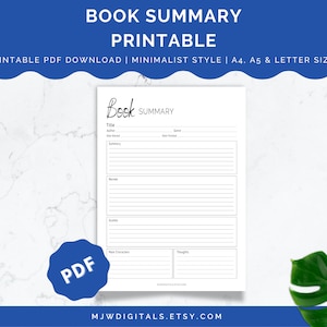 Book Review, Book Summary, Book Review Printable, Book Review Template, Reading Tracker, Reading Template, Book Review Tracker, Minimalist