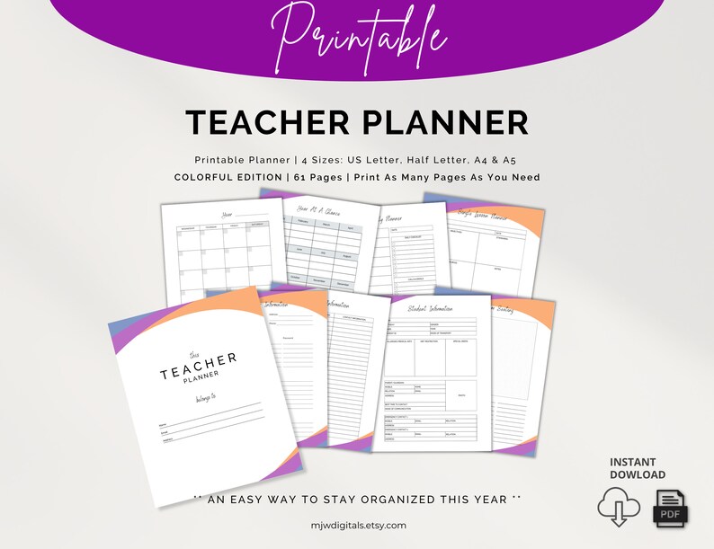 Teacher Planner 202324, Printable Planner, Lesson Planner, Academic