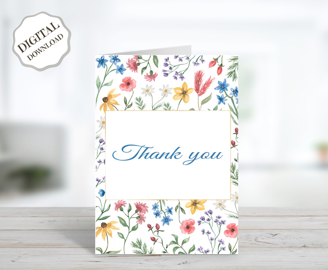 Thank You Card, Printable Thank You Card, Greeting Card, Digital Card ...