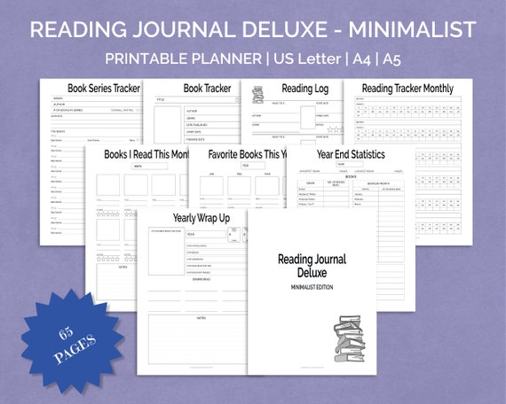 Reading Journal Printable Minimalist Style for Book Lovers - Etsy