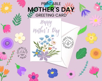 Floral Mother's Day Card, Printable Greeting Card (Digital Download)