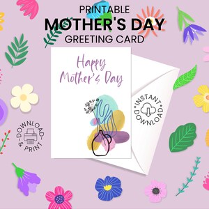 Mothers Day Card, Printable, Greeting Card, Instant Download, Digital, Mothers Day Gift, Card for Mom, Spring, Flowers, Mom Day Card