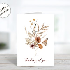 Thinking of You Karte, Beileidskarte, druckbar, Grußkarte, digitale Karte zum Drucken zu Hause, druckbare 5x7 Karte, Thinking of you printable