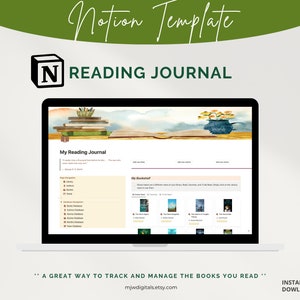 Notion Reading Journal Template - Organize and Showcase Your Book Collection with Ease! A digital planner for Book Lovers.
