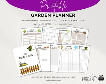 Afdrukbare tuinplanner, tuinlogboek, notitieboek voor planten (directe download)
