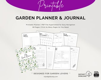 68-Page Garden Planner Journal, Printable Gardening Organizer (PDF)