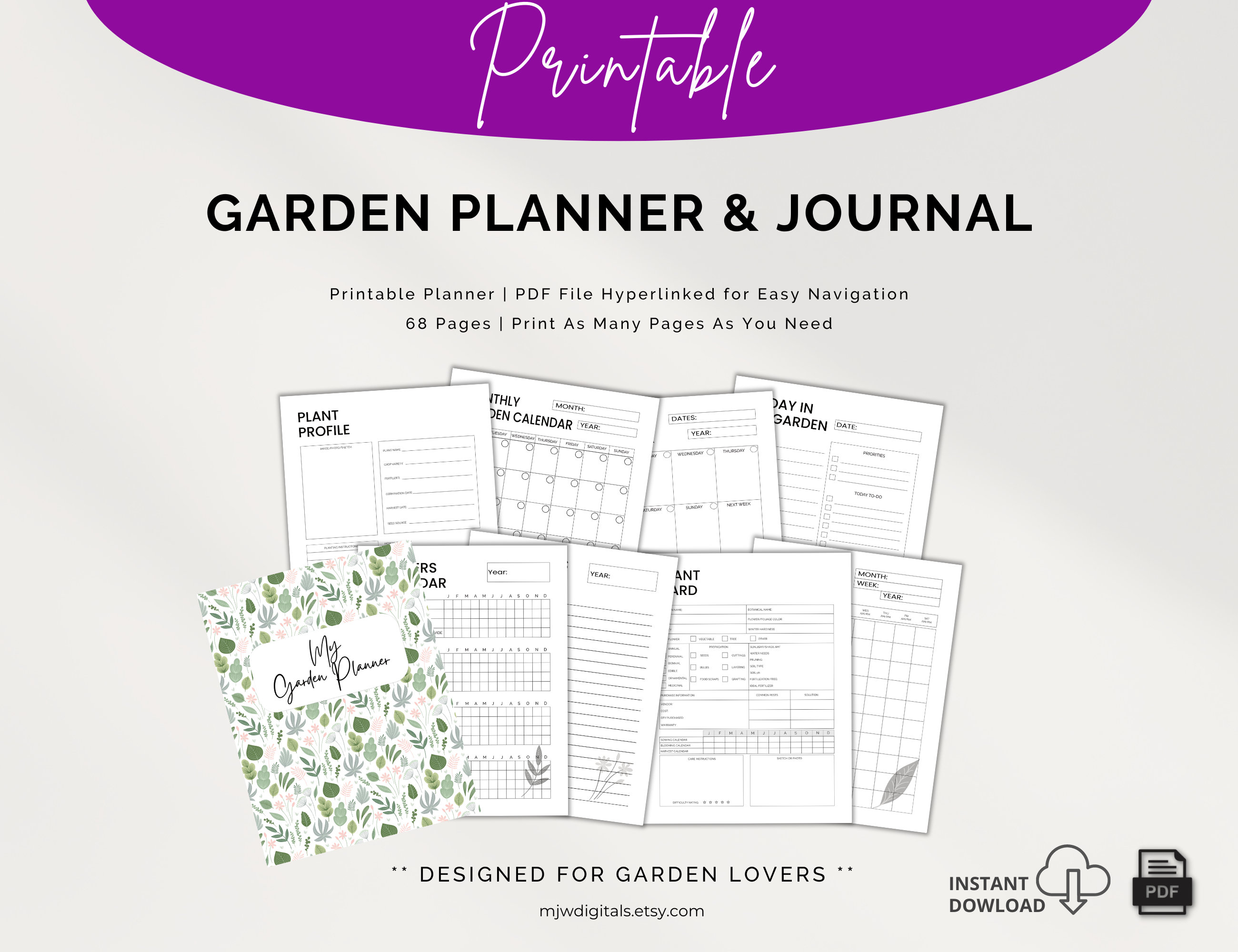 68-page Garden Planner Journal, Printable Gardening Organizer (PDF) - Etsy