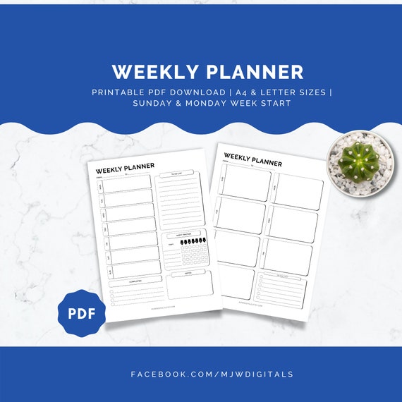 Printable Planner Printable Weekly Planner Printable Weekly | Etsy