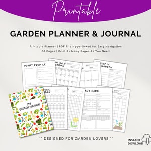 Printable Garden Planner Journal, 68 Page Gardening Notebook (PDF Download)
