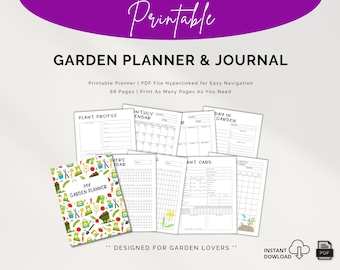 Printable Garden Planner Journal, 68 Page Gardening Notebook (PDF Download)