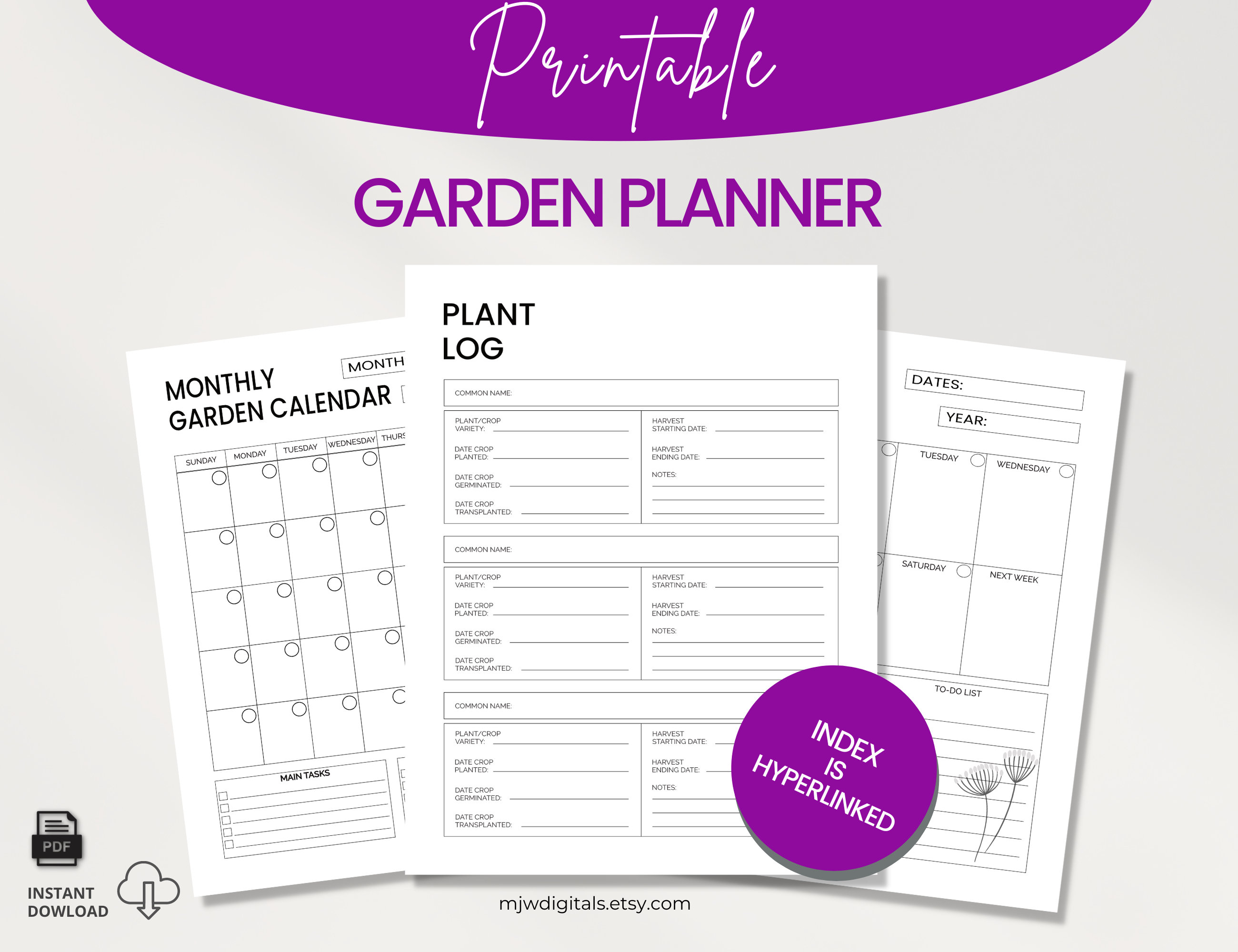 Garden Journal, Printable Planner, Garden Calendar, Gardening Journal ...