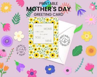 Mothers Day Card, Printable, Greeting Card, Happy Mothers Day, Instant Download, Mothers Day Gift, Spring, Flowers, Digital, Card for Mom