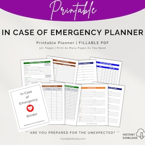 In Case of Emergency Binder Printable Planner Fillable PDF What If ...