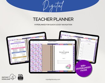 Digital lärarplanerare, lila tillbaka till skolan-tema (PDF)