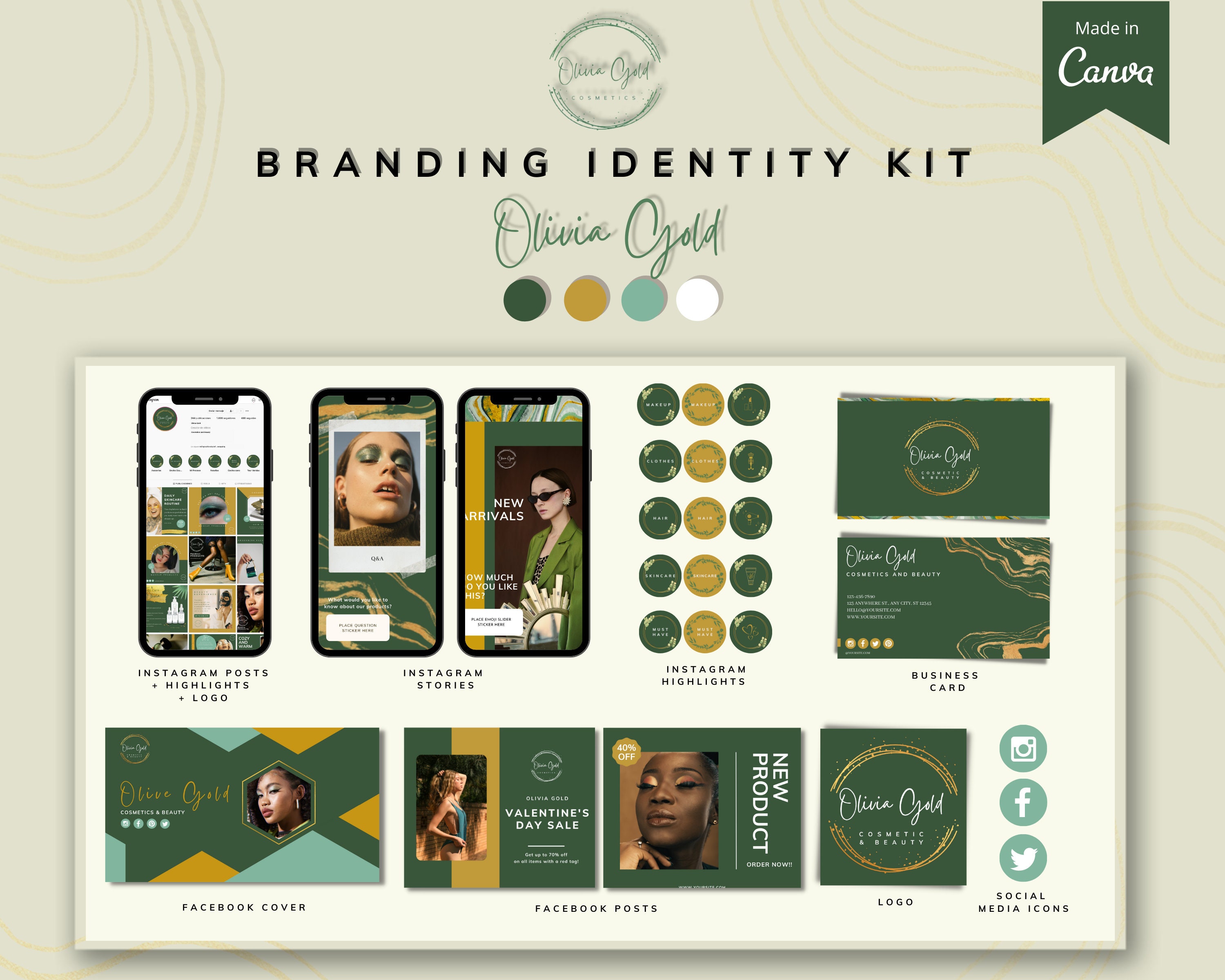 Green Branding Kit Template Customizable Editable Printable - Etsy