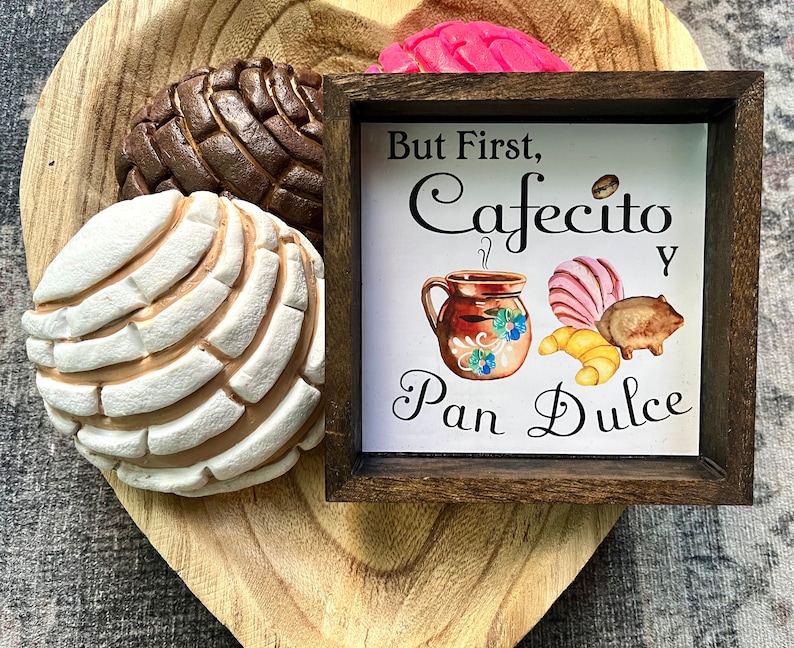 Mexican Coffee and Pan Dulce Mini Wood Sign 5x5 image 4