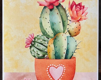Nopalito/Cactus 8X10 Digital Art Print with mat total measurement 11"x14."