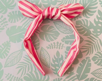 Pink Stripe Headband | Summer Headband | Gifts for Her | Cute Hair Accessories | Knotted Headband