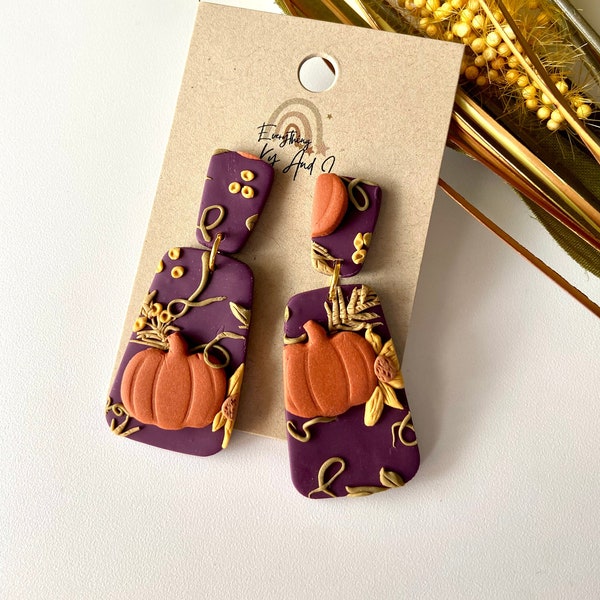 Fall themed earrings / Polymer clay jewelry / Fall colors / Clay earrings for fall / seasonal earrings / Polymer clay dangles / Chic