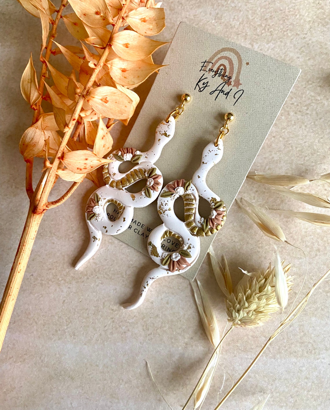 Clay Snake Earrings / Clay Snakes / Serpent Clay Earrings / Etsy