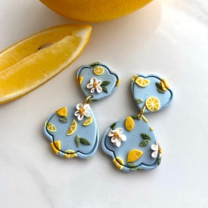 Clay lemon earrings / Fruit earrings / Fruit clay earrings / polymer clay lemon earrings / lemon jewelry / Fruit jewelry / Boho earrings