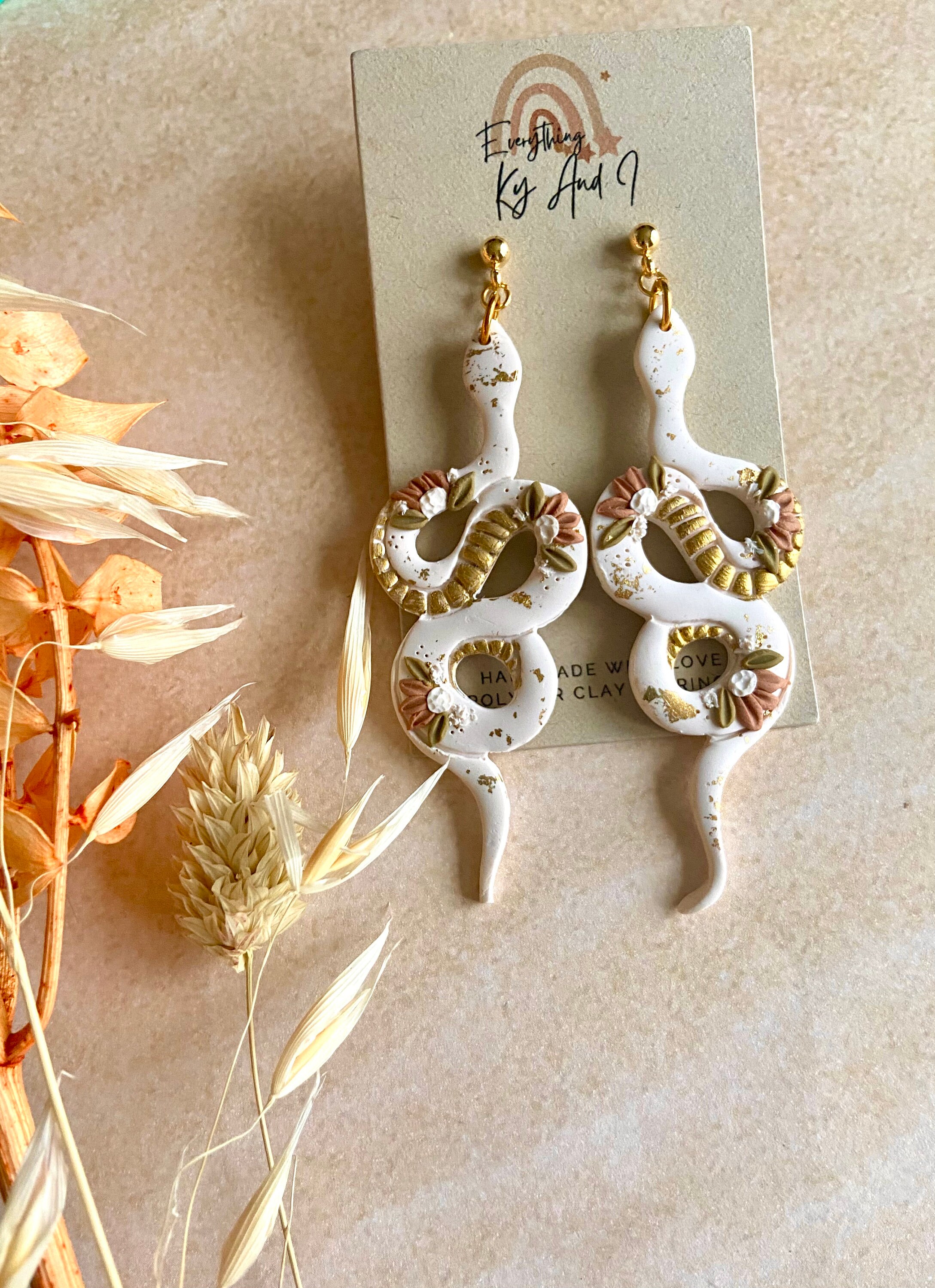Clay Snake Earrings / Clay Snakes / Serpent Clay Earrings / Etsy