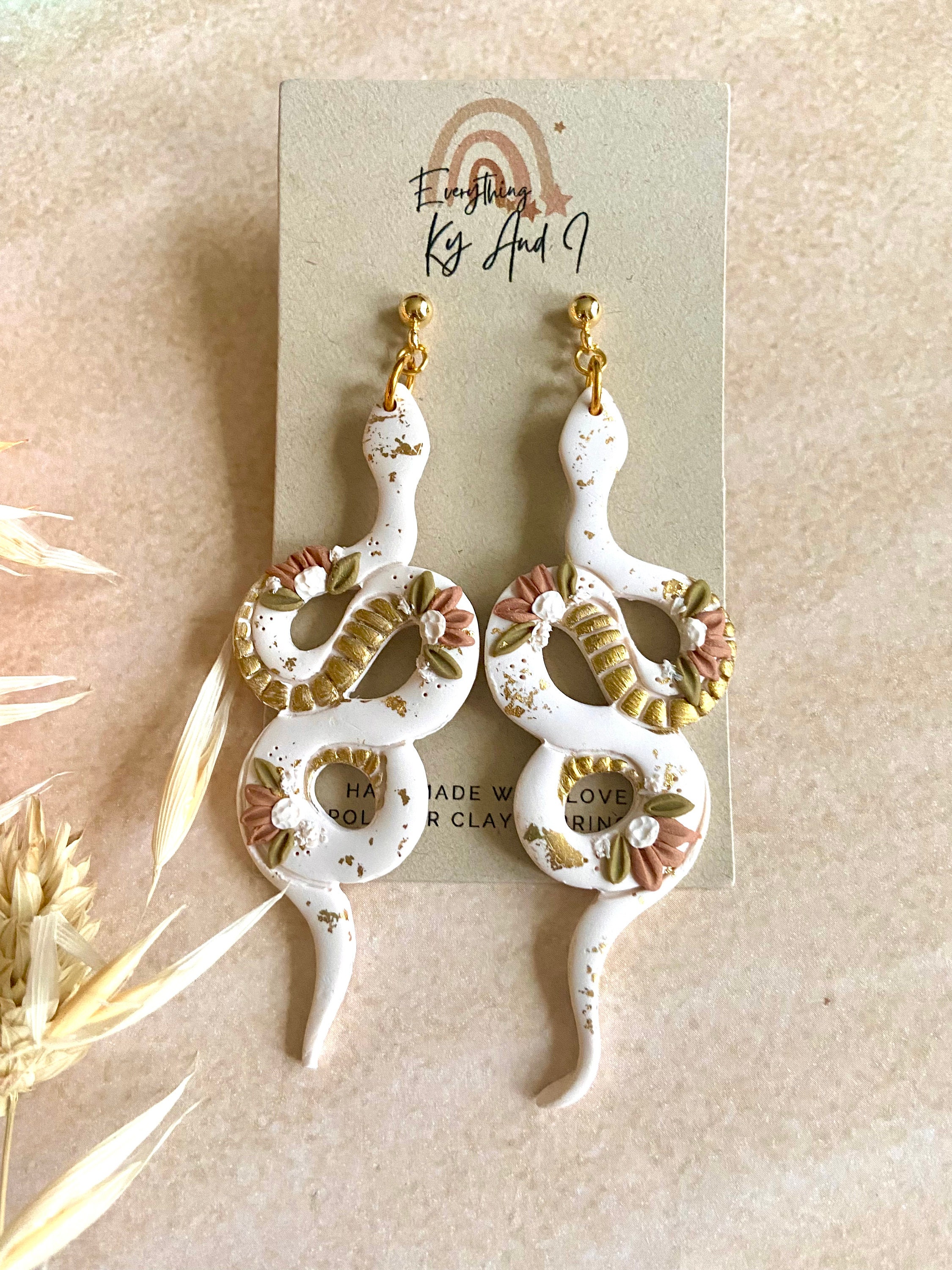 Clay Snake Earrings / Clay Snakes / Serpent Clay Earrings / Etsy