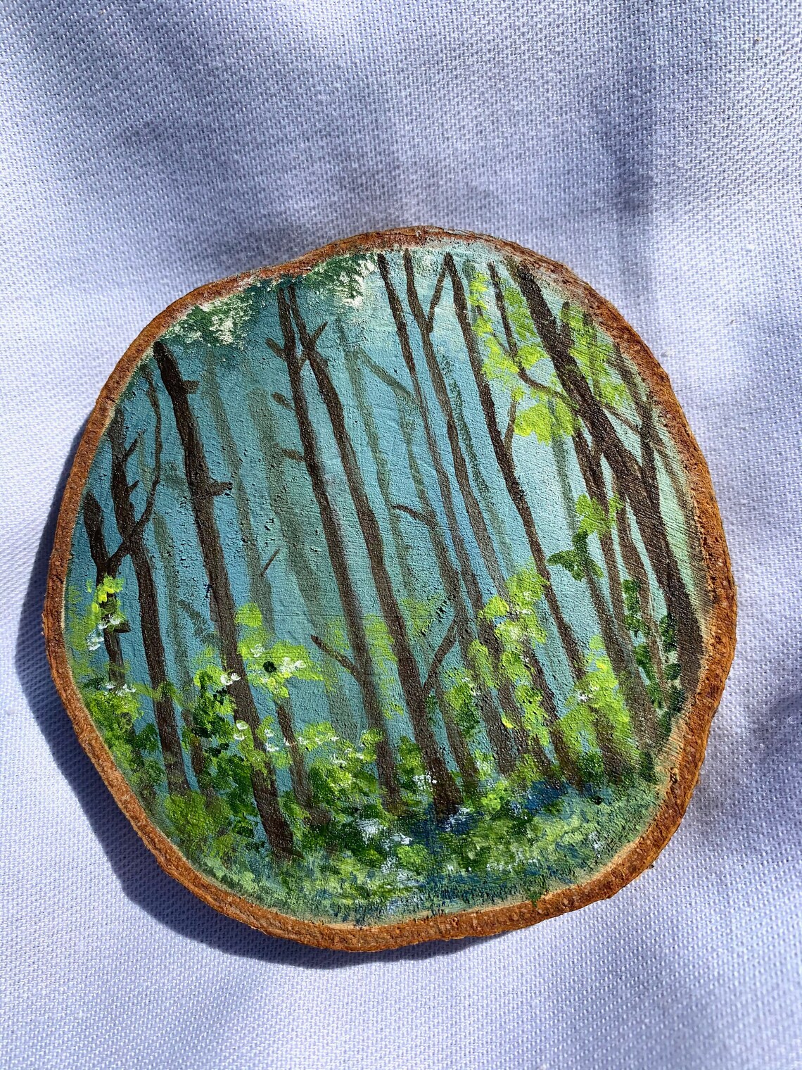 Rodajas de madera pintadas a mano pequeñas pinturas | Etsy