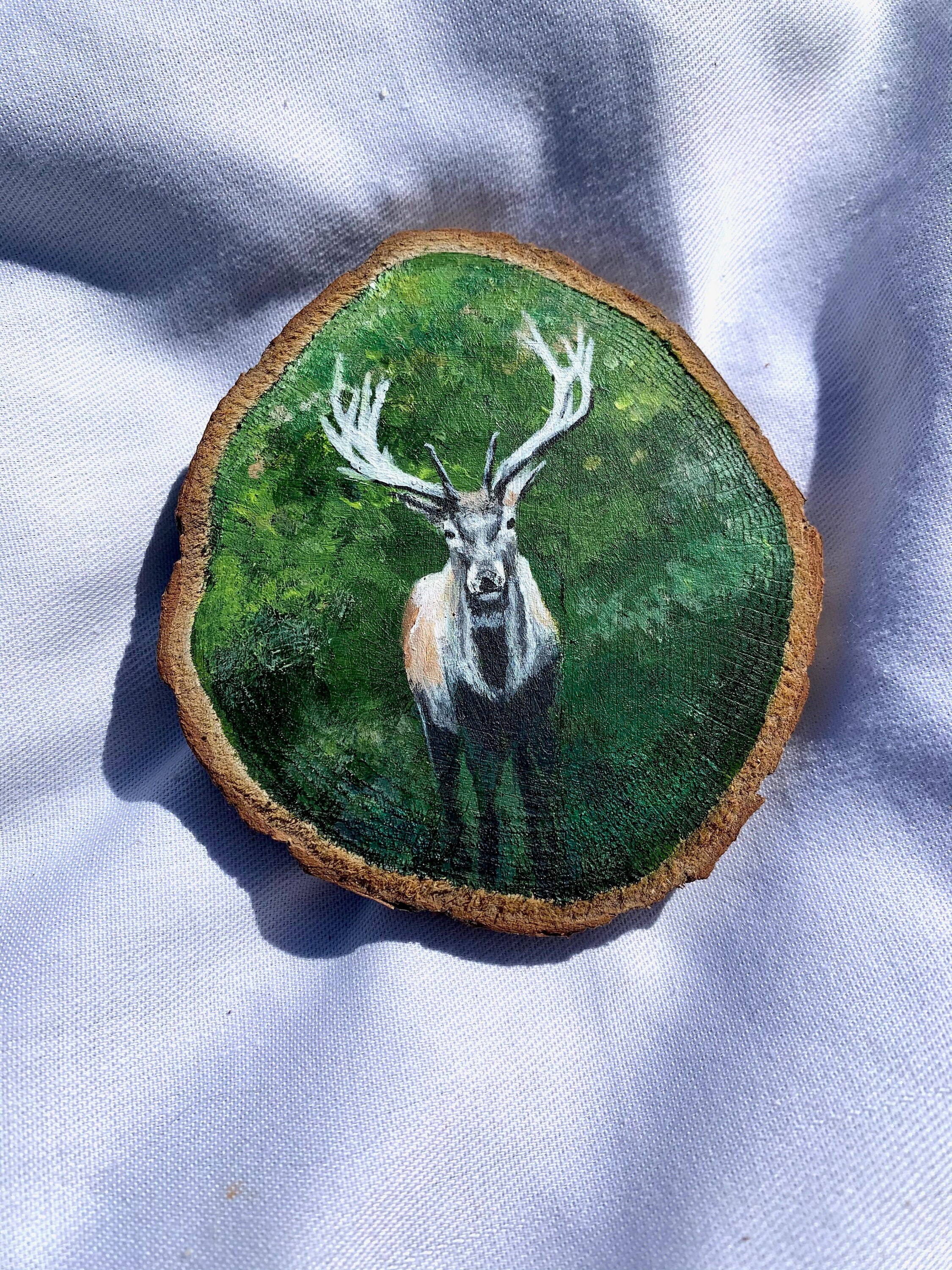 Rodajas de madera pintadas a mano pequeñas pinturas | Etsy