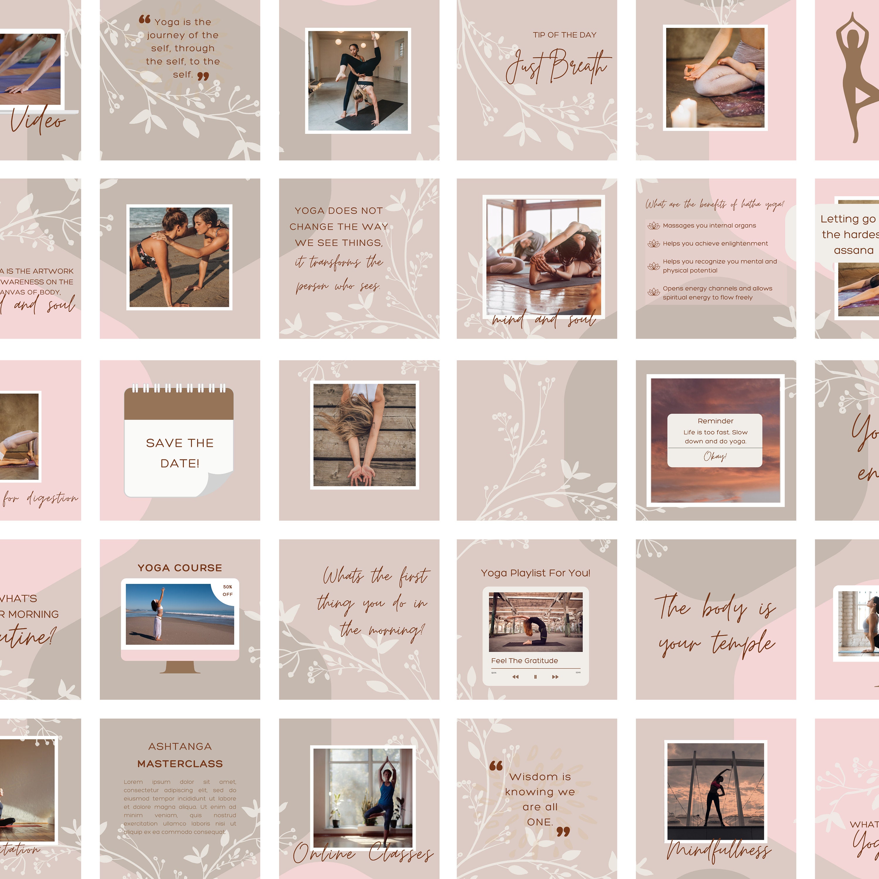 30 Posts Yoga Canva Instagram Puzzle Feed Template Yoga | Etsy