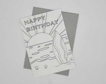 Happy Birthday Coloring Card