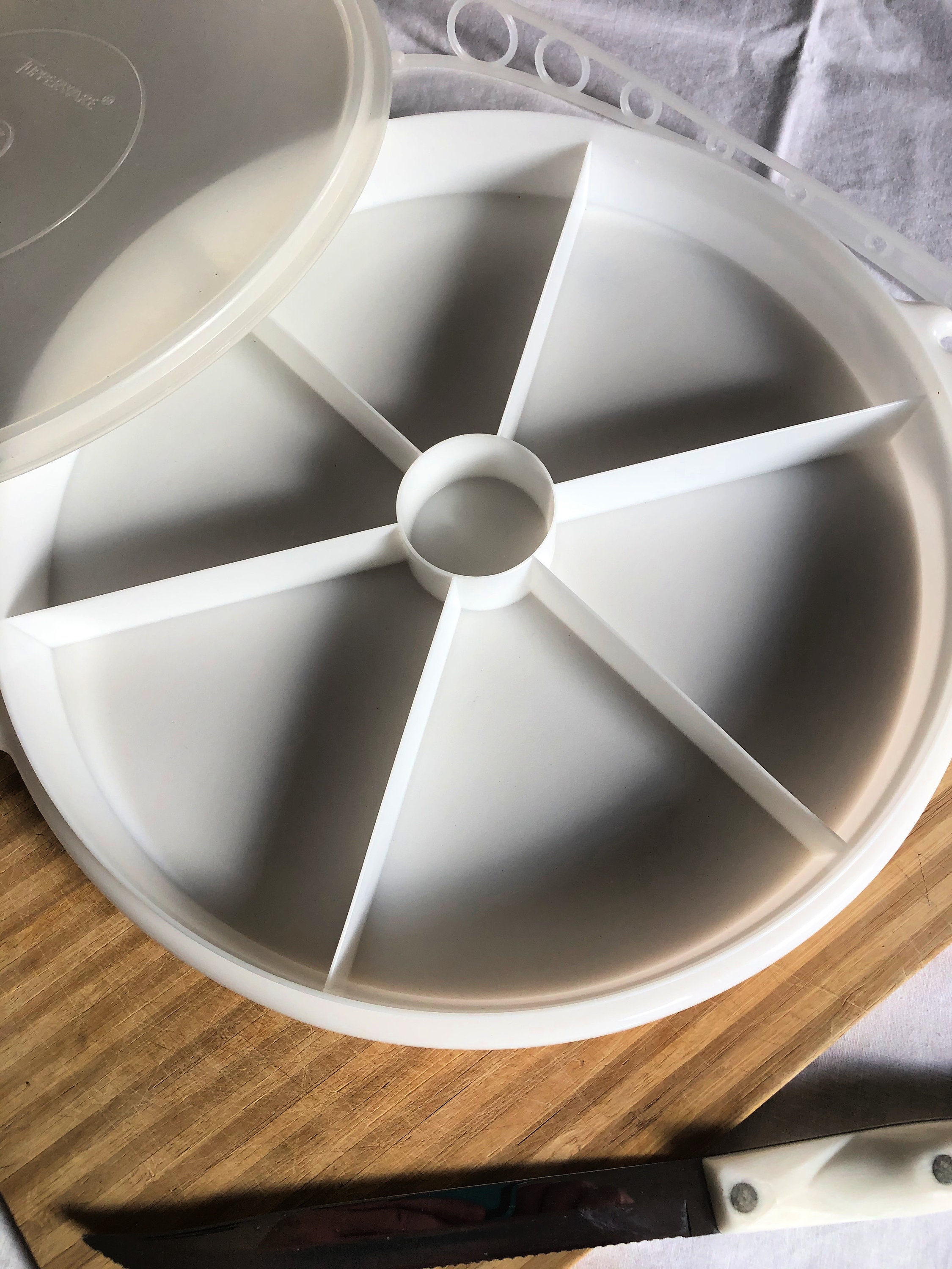 Vintage Tupperware Serving Tray Divided Lid Carolier Etsy