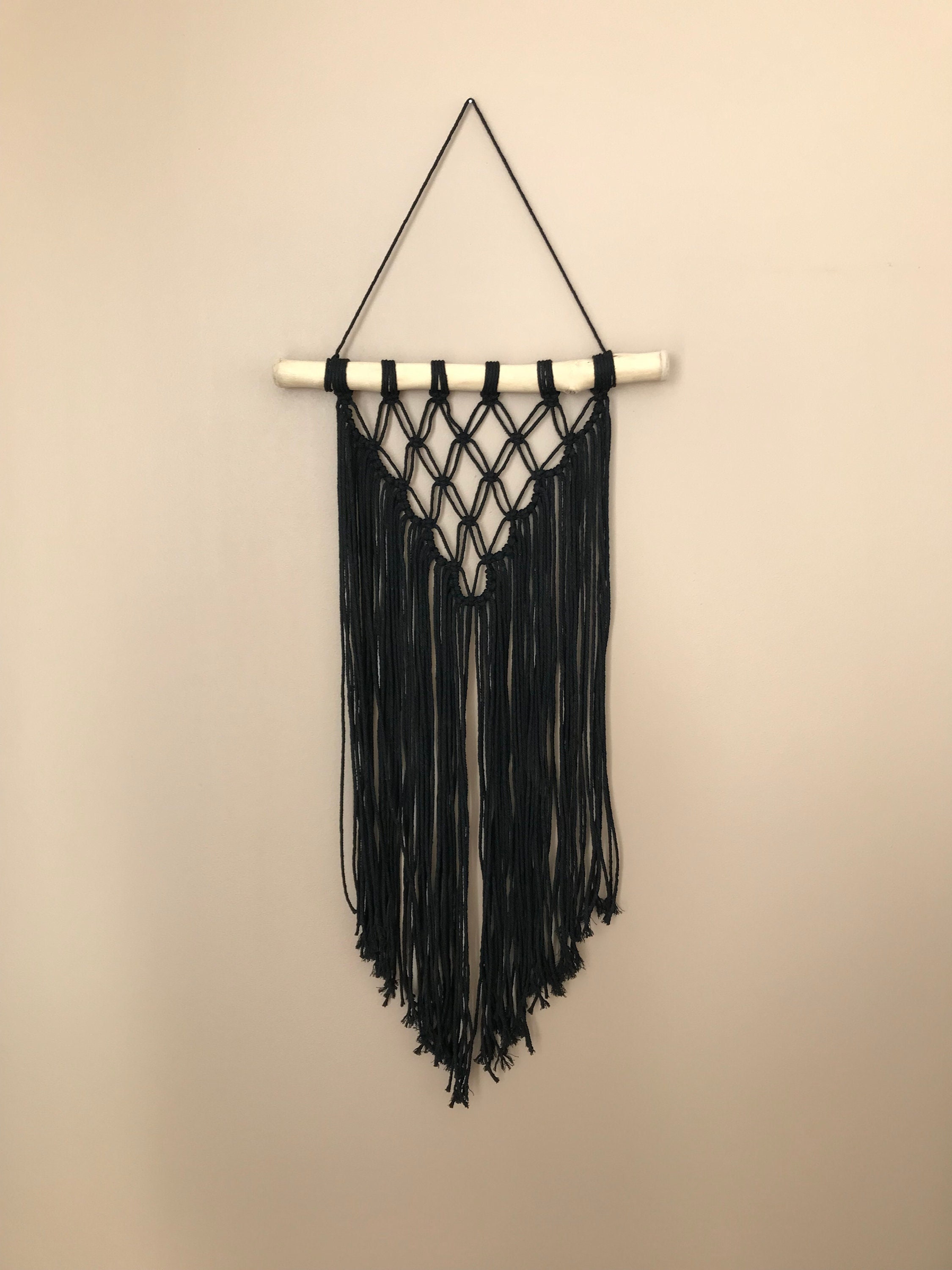 Wall Hanging in Black Macramé 