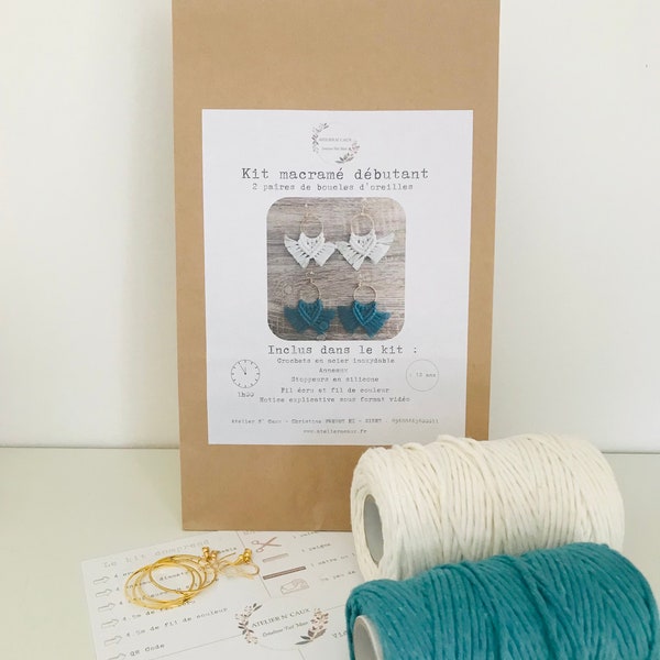 KIT macramé débutant - 2 paires de boucles d'oreilles