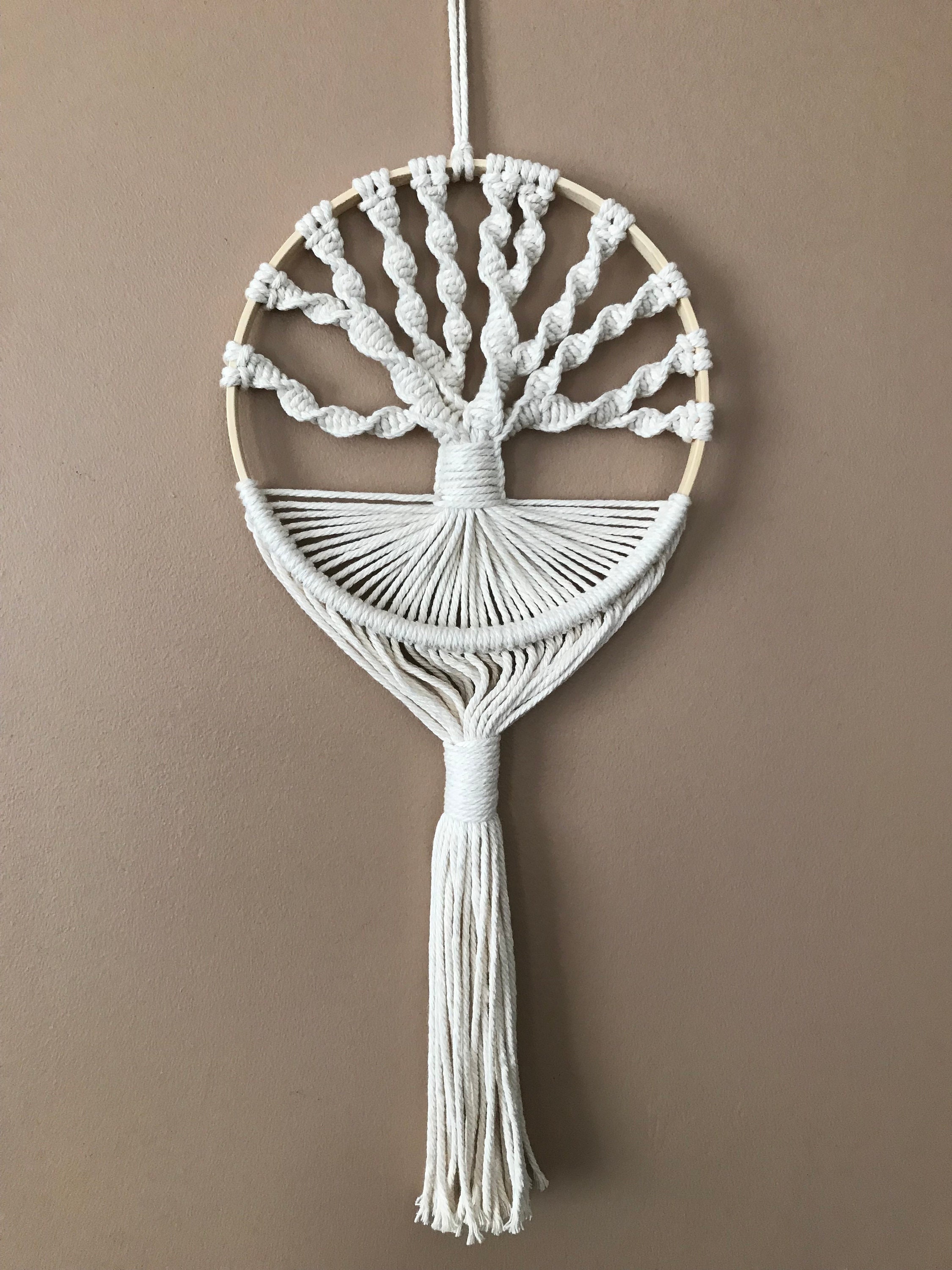 Arbre de Vie en Macramé Beige Style Bohème