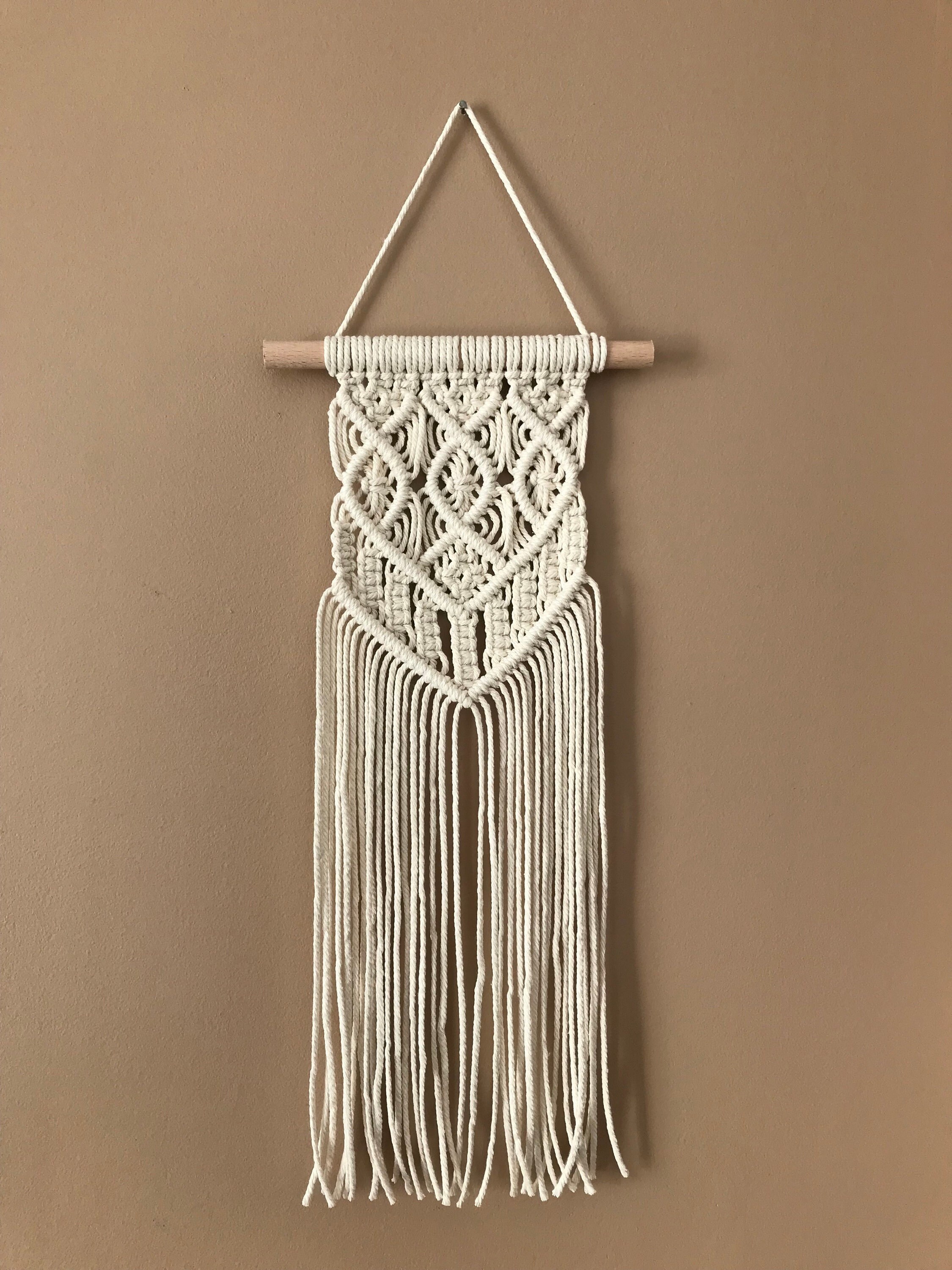 Tenture Murale en Macramé Beige Style Bohème