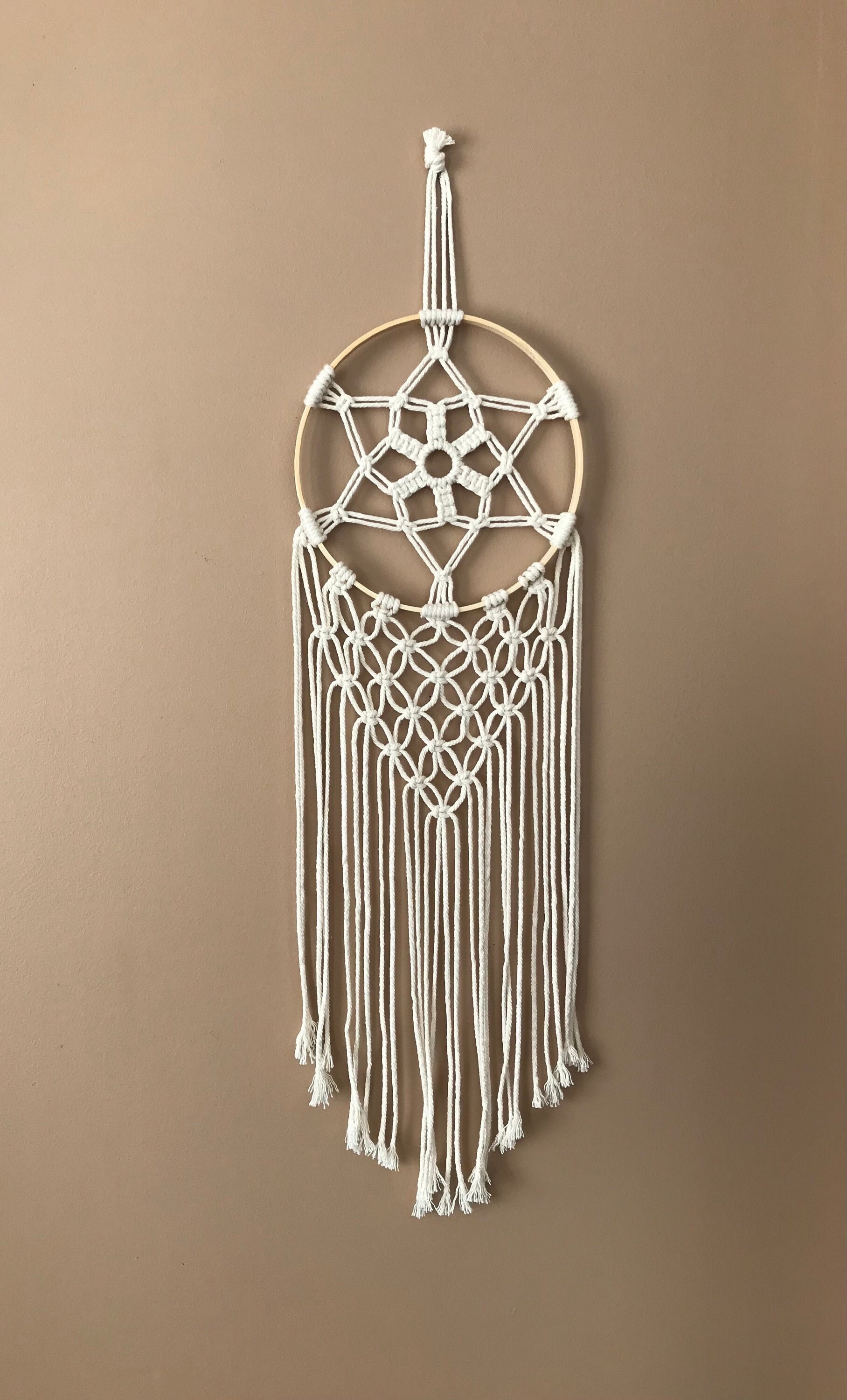 Attrape-Rêves en Macramé Beige Style Bohème