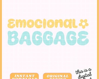 Trendy Stickers - Emotional Baggage - Instant Digital Download - Laptop Stickers - Moody Stickers - Aesthetic Stickers - PNG / JPG / PDF