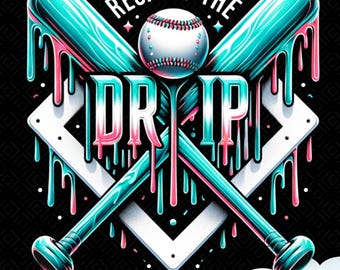 Baseballschläger Tropfen png, Baseball-Shirt, Baseball-Mama, Sublimation, Eistropfen, Baseballspieltag, Teamfarben, digitaler Download