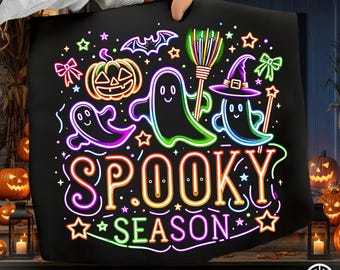 Spooky Season PNG, Neon Ghost Png, Coquette Halloween, Neon Halloween Png, Halloween Ghost Neon, Spooky Season Png, Spooky Season Neon
