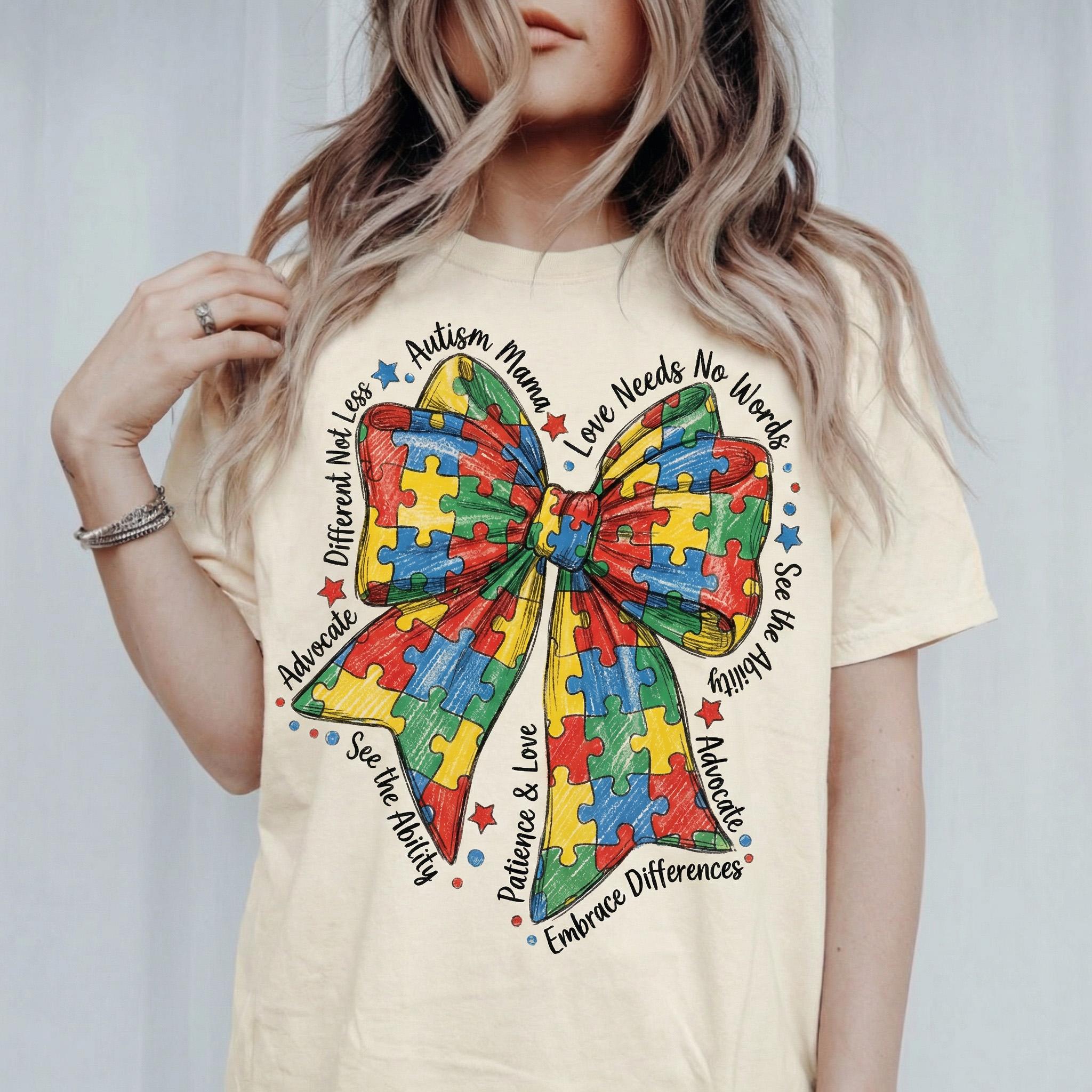 Autism Mama Coquette Bow PNG, Puzzle Piece Autism Awareness Design, in ...