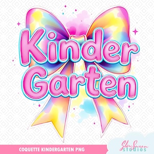 Coquette Kindergarten PNG, Pastel Bow Kindergarten Shirt Design, Cute Back to School PNG, Sublimation Clipart, Girly Kindergarten PNG