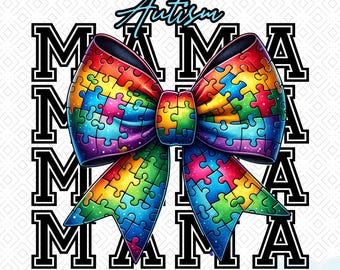 PNG de Mamá Autista, PNG de Lazo Autista, PNG de Concientización sobre el Autismo, PNG de Lazo Coqueto, PNG de Cinta Autista Rompecabezas, PNG de Camiseta para Maestros de Autismo, Sublimación de Autismo