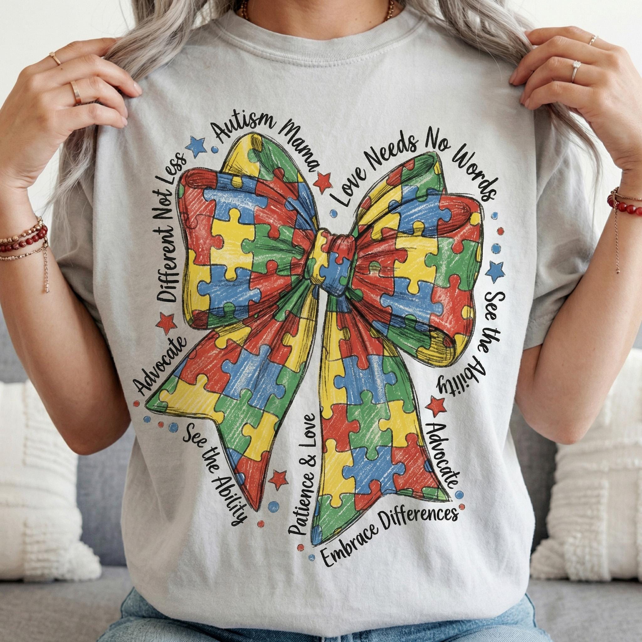 Autism Mama Coquette Bow PNG, Puzzle Piece Autism Awareness Design, in ...